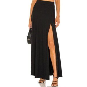 Susana Monaco High Slit Black Long Maxi Skirt L Large Stretch Pull On Sexy NEW